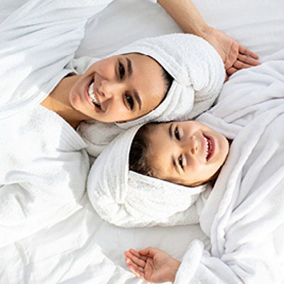 Mother and daughter massage
